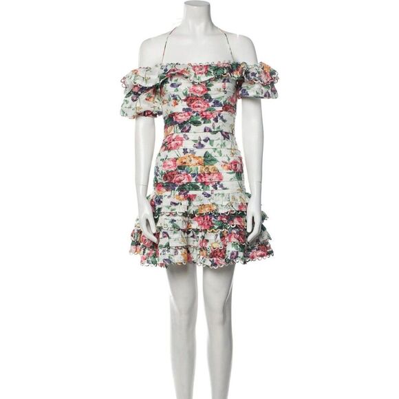 ZIMMERMANN Floral Print Mini Dress AU 0 / US 4 white - Picture 10 of 16